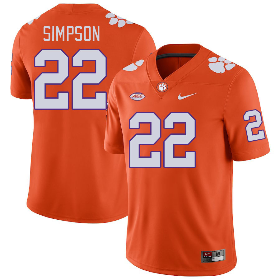 Clemson Tigers #22 Trenton Simpson College Football Jerseys Stitched Sale-Orange